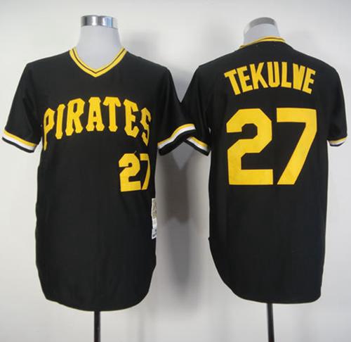 Mitchell And Ness Pirates #27 Kent Tekulve Black Throwback Stitched MLB Jersey